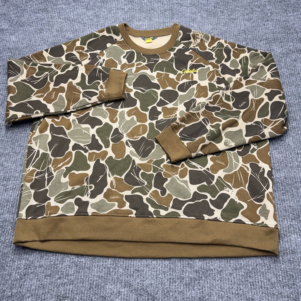 Cabela's Sweatshirt Mens 3XL Multicolor Camo Fleece Crewneck Pullover Hunting - Picture 2 of 10